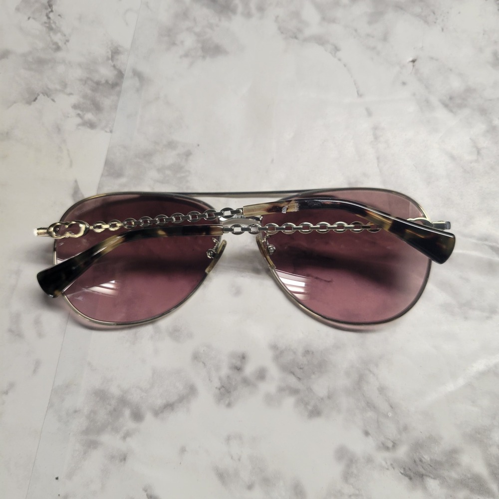 Coach Bree Aviator Sunglasses Gold Vintage Tortoise Pink Lens 59-14-140 - Picture 9 of 9